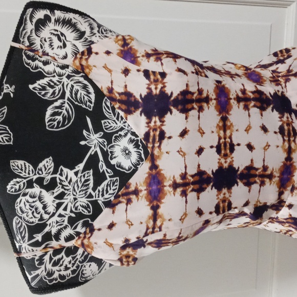 🆕️ 💜Lavender Brown💜 - Beige/Purple Silk Blend Mini Dress Romper - Picture 6 of 15